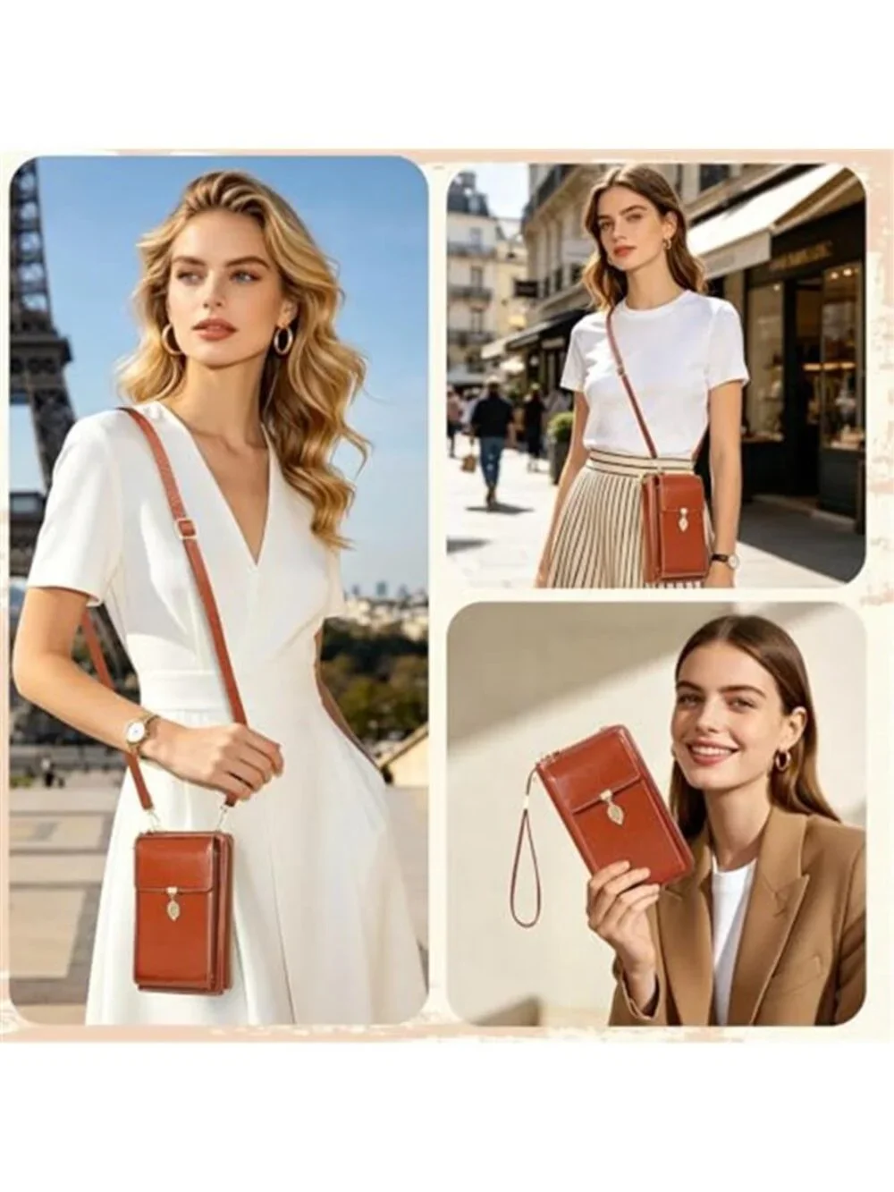 Small Leather Crossbody Phone Bag Wallet Purse Women RFID Blocking Card Slots